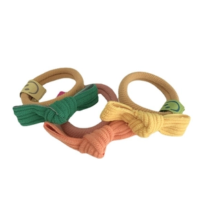 Lot de 4 élastiques à cheveux haute élasticité avec nœuds en vert, rose, jaune et kaki
