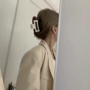 Elegant matte cream rectangular hair claw clip for French minimalist hair styling