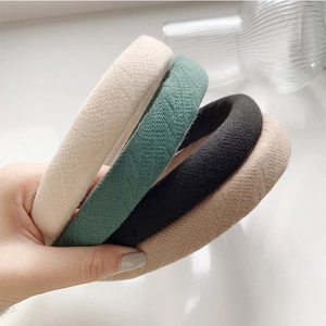 Serre-têtes larges en éponge tricotée pour femmes en crème, vert foncé, noir et kaki