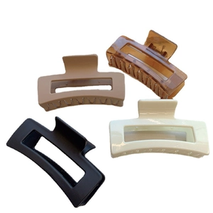 Set of four French minimalist rectangular shark hair clips in matte and glossy finishes