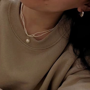 Französische Vintage Doppelreihige Kleine Künstliche Perlenkette Für Damen Eleganter Runder Künstliche Perlenanhänger 14K Gold Gefüllte Legierung Schmuck Geschenk