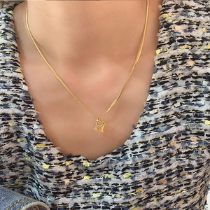 Gouden titanium slangenketting met een minimalistische letter H hanger voor dames