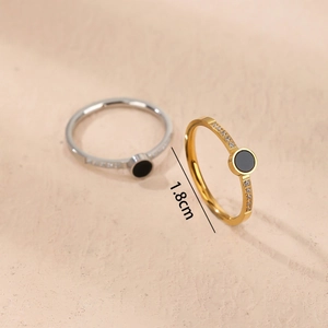Polished titanium steel rings with Roman numerals and crystals in gold and silver finish