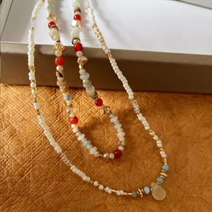Böhmische Naturstein Perlenkette Für Damen Französischer Stil Handgefertigte Mehrlagige Bunte Perlen Choker Mit Anhänger Schmuck