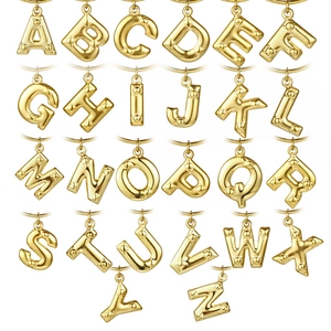 Golden titanium steel 26 English letters pendant necklace set with punk rivet details