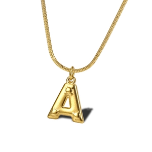 Creative 18k gold plated uppercase letter A pendant necklace with elegant snake chain