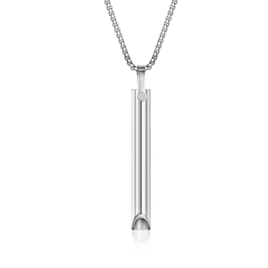 Collar de Respiración de Acero Inoxidable Minimalista Colgante Cilíndrico para Meditación Alivio del Estrés Joyería Yoga para Mujeres Hombres