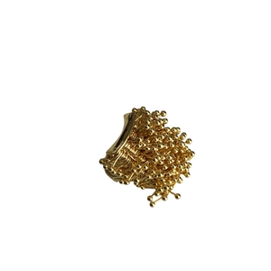 Unique gold firework seed cluster open ring with a vintage artistic metal structure