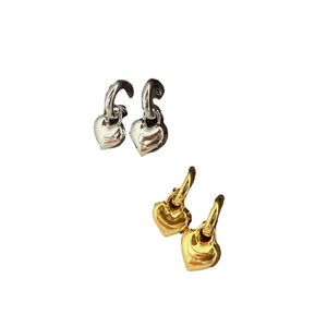 Elegant 18k gold and silver plated heart drop hoop earrings for women in a minimalist style
