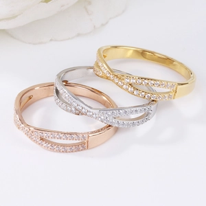 Mode Roestvrij Stalen Gevlochten Kruisring Met Zirkonia Pavé Instelling Geometrische Vlechtring Voor Mannen Vrouwen Sieraden Cadeau