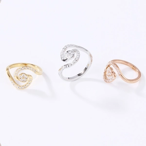 Luxury Titanium Steel Spiral Vortex Ring For Women Gold Rose Gold Silver Color Micro Pave Zirconia Finger Ring Jewelry