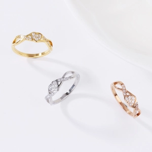 Elegant Heart Infinity Cross Ring Titanium Steel Zirconia Shining Rhinestone Gold Rose Gold Silver Finger Jewelry Women