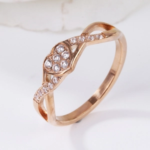 Infinity heart ring in rose gold finish with shimmering pave-set cubic zirconia stones