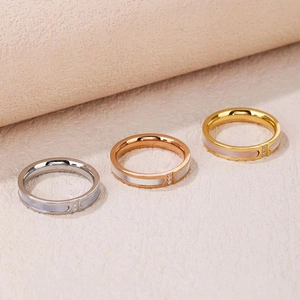 Minimalist Shell Titanium Steel Ring For Women Gold Silver Rose Gold Plated Luxury Zirconia Inlaid Chic Finger Ring Jewelry