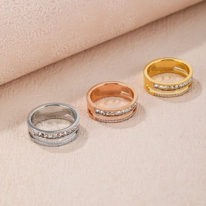 Fashion Stainless Steel Double Layer Hollow Zirconia Rings For Women Gold Rose Gold Silver Gypsy Starry Jewelry Gift