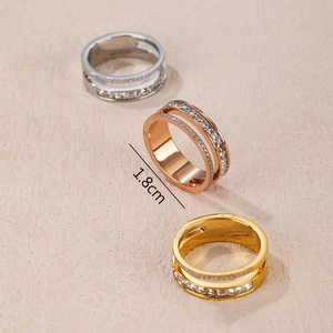 Three-color double-layer cutout star rings in silver, gold, and rose gold finishes