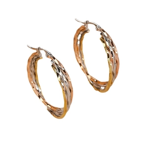 Twisted titanium steel hoop earrings in gold silver and rose gold for women