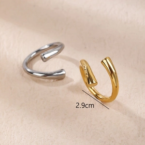 Minimalist wrap-around open ring set in gold and silver finish with 2.9cm outer diameter