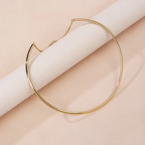 Collana Girocollo Minimalista in Acciaio Inossidabile Oro per Donna Punk Lucidato Tondo Anello Collarino Gioielli Regalo