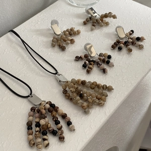 Bohemian Natural Stone Tassel Long Beaded Necklace Vintage Alloy Artificial Pearl Pendant Sweater Chain Jewelry For Women