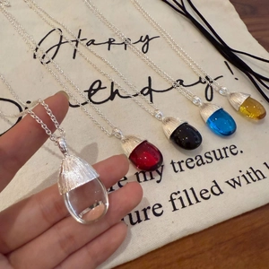 Glas Kristall Zapfen Wassertropfen Anhänger Halskette Für Damen Herren Einfach Ins Stil Lange Kette Pullover Halskette Schmuck