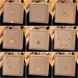 Collier En Acier Inoxydable Avec Pendentif En Zirconia Coloré Et Coquille Pour Femme Bijoux Élégants Plaqué Or