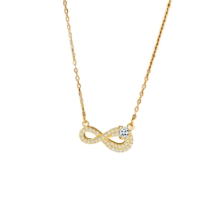 Elegante goldene Unendlichkeitskette mit funkelndem Zirkonia-Pavé und Gliederkettendesign