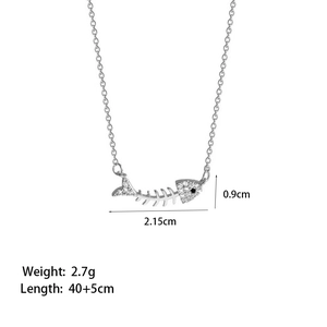 Schicke Fischgrätenhalskette für Damen mit weißem Zirkonia-Pavé und Silberkette