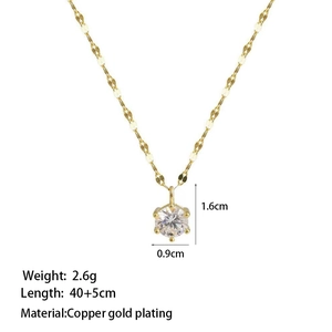 Star Light six-prong solitaire necklace in gold-plated copper for women fashion