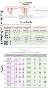 Detailed ring size guide with measurement methods and US to international conversion chart