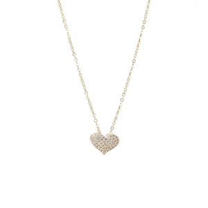Sparkling 14K gold plated heart necklace with micro-pave cubic zirconia crystals