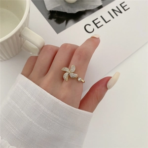 Rotatable Windmill Jewelry Set Titanium Steel 925 Sterling Silver Post Earrings Gold Plated Zircon Necklace Ring For Women