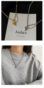 Hip-hop stijl titanium stalen ketting met hart hanger en dikke schakelketting