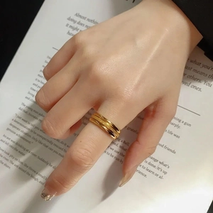 Minimalist Gold Titanium Steel Triple Stackable Ring Set For Women Frosted Sandblasted Index Finger Rings Fashion Jewelry