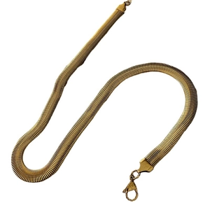 Classic gold titanium steel herringbone chain necklace with flat link design and lobster clasp