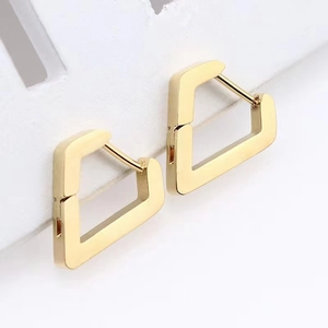Minimalist geometric gold titanium steel triangle earrings for women with latch back