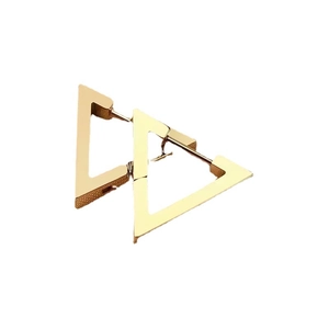 Polished gold triangle hoop earrings in geometric titanium steel for a modern look
