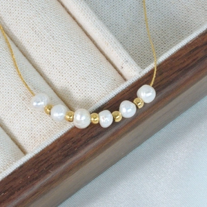 Roestvrij Stalen Halsketting Met Natuurlijke Kunstparels En Gouden Kralen Voor Dames Ins Stijl Elegante Sieraden Cadeau Bruiloft