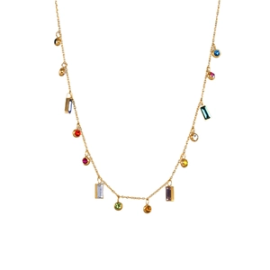 Französisches Design 14k vergoldete Edelstahlkette mit bunten Kristall-Anhängern