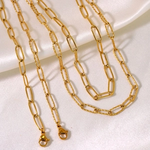 14K vergulde roestvrijstalen paperclip ketting met stevige karabijnsluiting voor dames