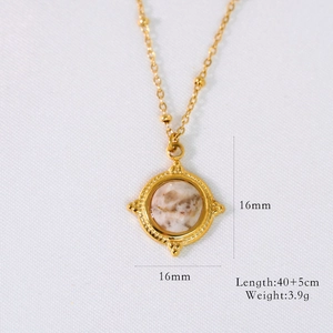 Französische Vintage-Halskette mit 16mm Anhänger und 40+5cm Kettenlänge in 14K Vergoldung