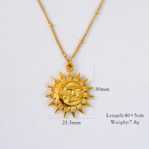 Detailansicht von Sonnen- und Mondgesicht-Anhänger, 14K Gold, 30mm Höhe und 25,5mm Breite