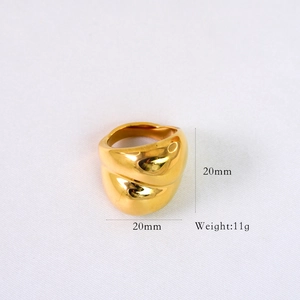 Polierter 14K vergoldeter klobiger Ring mit 20mm x 20mm Maßen und 11g Gewicht