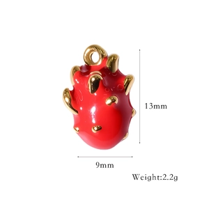 Macro detail of pitaya fruit pendant with dimensions 13mm height and 9mm width
