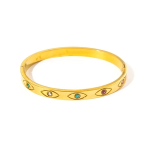 Bracciale in acciaio al titanio placcato oro 18K con design occhio del male colorato
