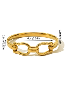 Polished gold titanium steel bangle with 6cm inner diameter and precise measurements