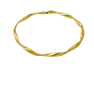Polished gold Mobius wave bangle made of titanium steel with a minimalist spiral design