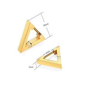 Détails des boucles d'oreilles triangle or de 18mm avec largeur 6mm et épaisseur 3mm