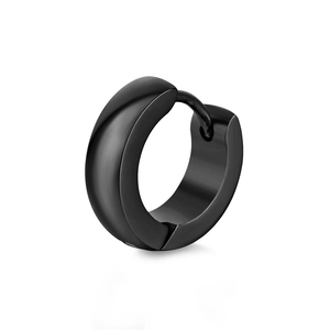 Pendientes de aro negros minimalistas de acero inoxidable con acabado pulido mate para hombre
