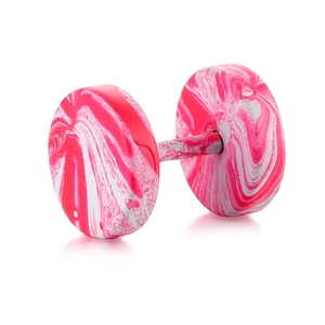 Pink marble pattern stainless steel barbell stud earring for men and women